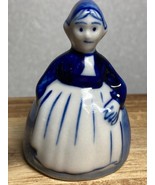 Dutch Woman Ceramic Bell Handpainted 2.25" Tall "Delft" Style - $9.50