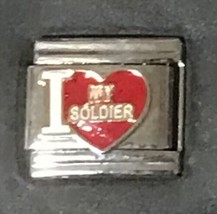 I Heart Love My Soldier Wholesale Italian Charm Enamel Link 9MM K50 - £11.21 GBP