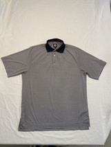 FootJoy Golf Polo Short Sleeve Mens Large Navy White Stripes Navy Collar... - $14.52