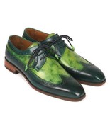 Paul Parkman Mens Shoes Derby Green Dual Tone Wingtip Handmade 6931GRN - $548.87 CAD