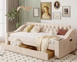Twin Size Upholstered Daybed With Storage Drawers And Armrests, Wooden D... - $738.99