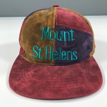 Vintage Mount St Helens Snapback Hat Microsuede Red Brown Purple Patchwork - £22.30 GBP