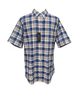 Tie Bar Trim Fit Plaid Short Sleeve Button Down Shirt Size Medium - $29.99