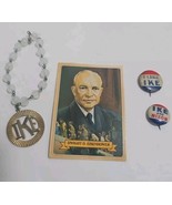 President Dwight Eisenhower Lot Card 2 Pins Card IKE beaded Bracelet I L... - £23.07 GBP