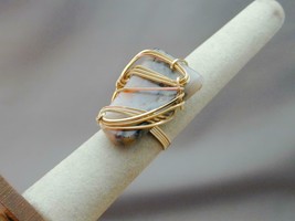 Gorgeous Vintage GF Wire Wrapped Agate Ring 7 ESTATE PIECE - $29.99