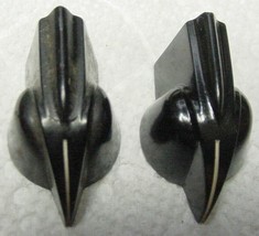2 Vintage Daka-Ware Black Bakelite Chicken Beak Pointer Knobs 1/4&quot; Shaf ... - £7.27 GBP