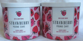 Bath &amp; Body Works 3-wick Scented Candle Lot Set Of 2 Strawberry Pound Cake Oils - £49.22 GBP