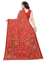 Women&#39;s Bandhani Printed Georgette Saree with Unstitched Blouse Piece Sari Arabi - £14.44 GBP