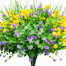 Artificial Flowers, 9Pcs UV Resistant Faux Outdoor Flowers, Fake Plastic Flowers - £15.01 GBP