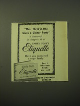 1948 Emily Post&#39;s Etiquette Book Ad - Mrs. Three-in-One gives a Dinner Party - £14.54 GBP