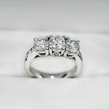 Round Cut 2.80Ct Three Diamond White Gold Over Engagement Ring Simulated Size 7 - $140.40