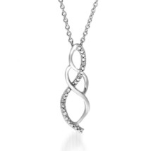14K White Gold Plated Brilliant Simulated Diamond Double Twist Infinity Pendant - £59.77 GBP