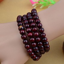 Hot Sale Buddha Beads Bracelet Bangle For Women Men Fake Padauk Red Black Wood B - £8.93 GBP
