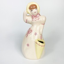 Vintage Weil Ware California Pottery Girl with Bonnet and Umbrella Vase ... - $24.75