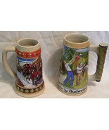 2 Budweiser Steins  1992 Sports and 1993 Holiday made in Brazil by Ceram... - $27.35 CAD