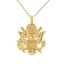 10k Solid Gold American Eagle Coat of Arms Pendant Necklace - £266.67 GBP+