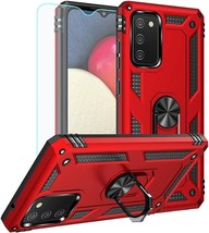 For Galaxy A02S Shockproof Protective Case With HD Screen Protector-Red - $11.87