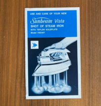 Sunbeam Vista Shot Of Steam Iron Manual Model VSD3ST 1971 - $10.00