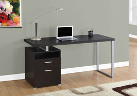 24 Inch Dark Brown and Silver Computer Desk With Two Drawers - $12,115.15 MXN