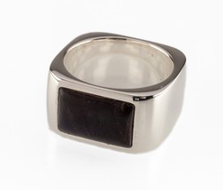 Emporio Armani Sterling Silver Heavy Square Onyx Band Ring Size 10.75 - £199.05 GBP