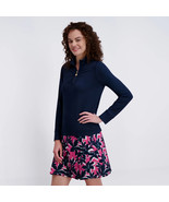 NWT Ladies STELLA PARKER BLACK Ruched Long Sleeve Mock Golf Shirt size M - $704.27 MXN