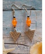 Bohemian silver earrings orange earrings Ibiza style Gypsy style Boho Ea... - $34.00