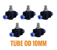 Pneumatic Air Flow Speed Control Valve Tube OD 10mm, Push In Fitting, 5 Pcs - $32.80