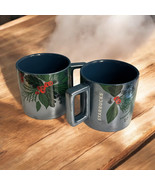Pair (2) Starbucks 2021 Christmas Holiday 14 oz Blue Pinecone Holly Coff... - $442.47 MXN