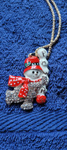 New Betsey Johnson Necklace Snowman Power Red White Christmas Holiday Collect - £11.79 GBP