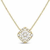 14kt Yellow Gold Womens Round Diamond Floral Cluster Necklace 1/3 Cttw - £418.09 GBP