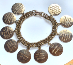 Vintage Gold-tone 10 Commandments Charm Bracelet  7” - $24.74