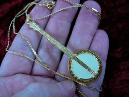 (M-312-C) Banjo Pendant Necklace Jewelry 24k Gold Plate Banjos Music Harmony - £24.96 GBP