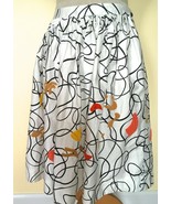 Maeve Anthropologie 6 White/Black Swirls Pleated Cotton Skirt Pockets Ap... - $19.00