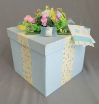 HomeGoods Spring Easter Blue Eggs Decoration Present Sugared Box 6&quot; Square - £4.59 GBP