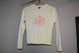 Bailey’s Point Womens White Hooded Sweater Pink Snowflake Juniors Size S - $9.00