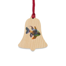 Photo Art Colored Fish Wooden Christmas Ornaments - £12.82 GBP