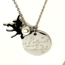 &quot;She Believed She Could So She Did&quot; Necklace Silver Tone Pendant 3 Charms 17&quot; - £11.08 GBP
