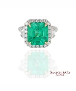 GIA 18k (750) White Gold Natural Colombian Emerald and Natural Diamond Ring - $28,205.10