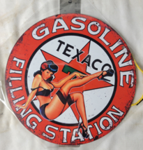 VINTAGE TEXACO GASOLINE SIGN PUMP PLATE GAS STATION OIL 7 3/4&quot; x 7 3/4&quot; - £22.86 GBP