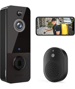 Wireless Doorbell Camera with Chime, Smart Video Doorbell Security Camer... - £38.47 GBP