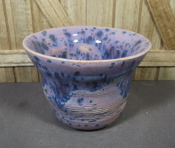 Studio Art Pottery Small Bowl Lavendar Purple &amp; Blue Spotted 4&quot; x 3&quot; Sig... - $8.77