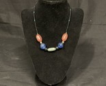 Handmade Beaded Necklace Blue Green Orange Fashion Jewelry KG Polished S... - $9.89