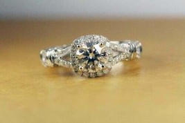 Halo Engagement Ring 2.50Ct Round White Moissanite 925 Sterling Silver Size 6.5 - £120.12 GBP