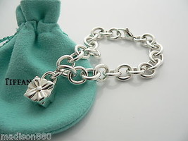 Tiffany &amp; Co Silver Signature Gift Box Bracelet Ribbon Bow Charm Gift Pouch - £399.04 GBP