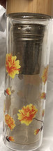 Apana Glass Bottle Flower Print Fruit Tea Infusion Basket Wood Screw Cap 22oz - £8.66 GBP