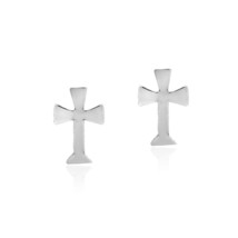 Simple Faith Icon Cross Sterling Silver Stud Earrings - £5.95 GBP