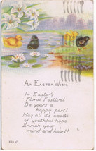 Easter Postcard Ducklings Black Yellow Pond Lilies Lily Pads Poem - £1.69 GBP