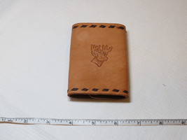 Handmade leather key holder tan to lite brown 3.75&quot; X 2.5&quot; deer buck head - $12.86