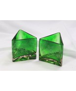 Green Triangle Votive Candle Holder Christmas Snowflakes 3 1/2&quot; Set of 2... - $16.52 CAD