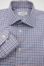 GORGEOUS $270 Eton of Sweeden Red and Blue Check Slim Fit Dress Shirt 16... - £57.54 GBP